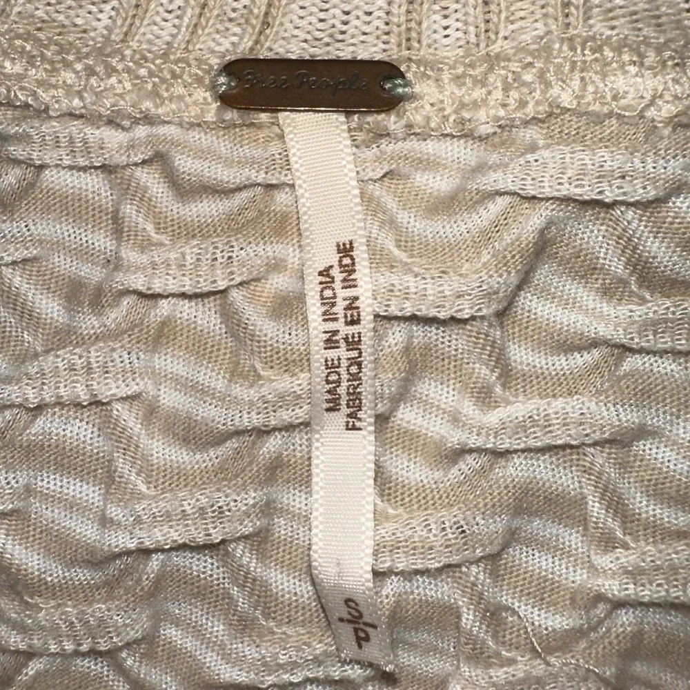 Free People Jane Top Cream White Honeycomb Textured Knit Long Sleeve Crop Small